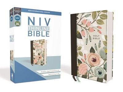 NIV, Thinline Comfort Print Bible (Floral/Cloth Over Board)
