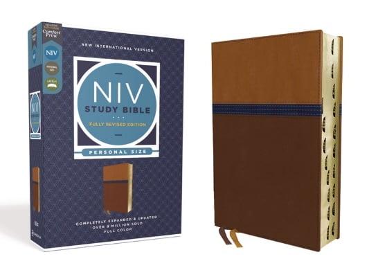NIV, Personal Size Study Bible (Thumb Indexed, Brown/Blue Leathersoft)