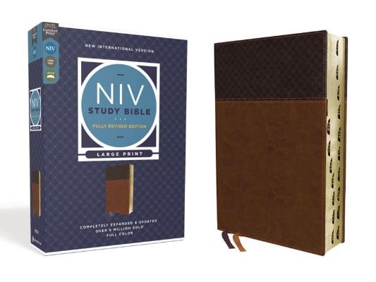 NIV, Large Comfort Print, Study Bible (Fully Revised, Thumb Indexed, Brown, Leathersoft)