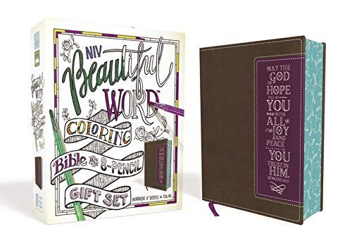 NIV Beautiful Word Coloring Bible and 8-Pencil Gift Set (Brown/Purple Leathersoft)