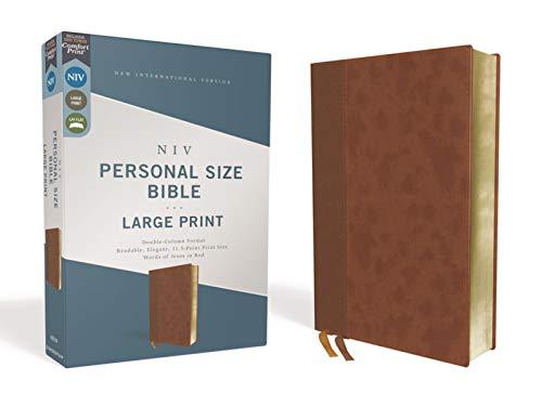 NIV Personal Size, Large Print Bible (Thumb Indexed, Brown Leathersoft)