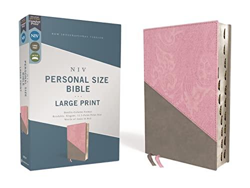 NIV, Personal Sized, Large Print Bible (Thumb-Indexed, Pink/Grey, Leathersoft)