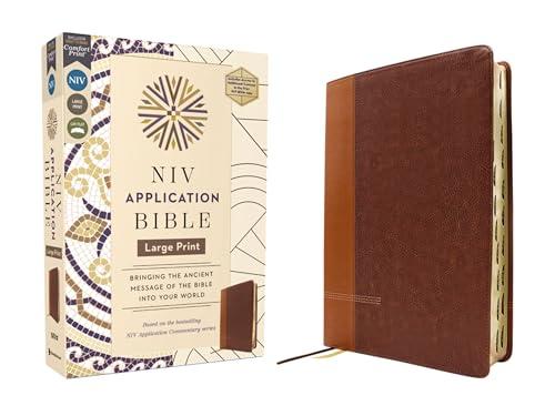 NIV, Large Print Application Bible (Thumb Index, Brown Leathersoft)