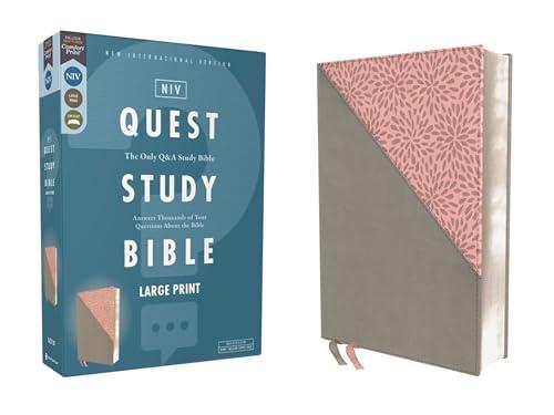 NIV, Large Print Quest Study Bible (Gray/Pink Leathersoft)