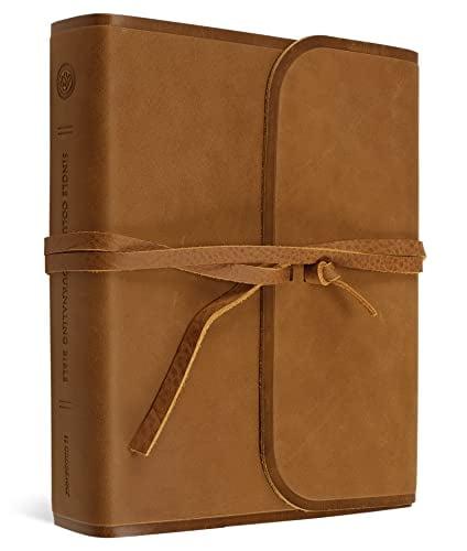 ESV, Single Column Journaling Bible (Brown, Natural Leather, Flap With Strap)