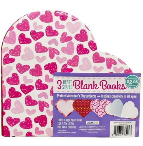 3 Heart Shaped Blank Books (Blank Heart/Zig-Zag Heart/ Pink Hearts)