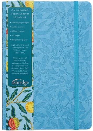Ashridge A5 Embossed Vegan Leather Notebook With Elastic Closure (William Morris "Pomegranate")