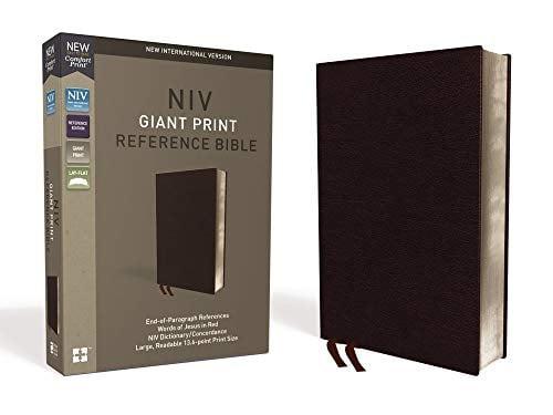 NIV Giant Print Reference Bible (Thumb Indexed, Burgundy Bonded Leather)