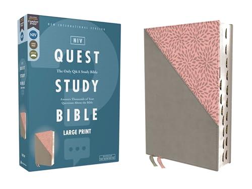 NIV, Quest Large Print Study Bible (Grey/Pink Leathersoft)