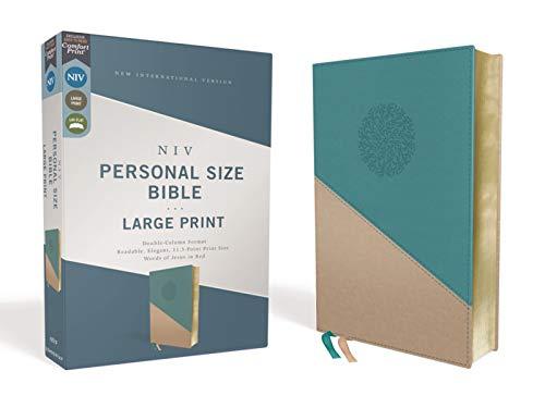 NIV, Large Print, Personal Size Bible (Teal/Gold Leathersoft)