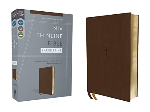 NIV, Thinline Bible (Large Print, Leathersoft, Brown, Comfort Print)