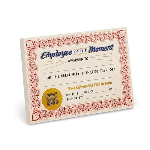 Employee of the Moment Award Paper Certificate Note Pad