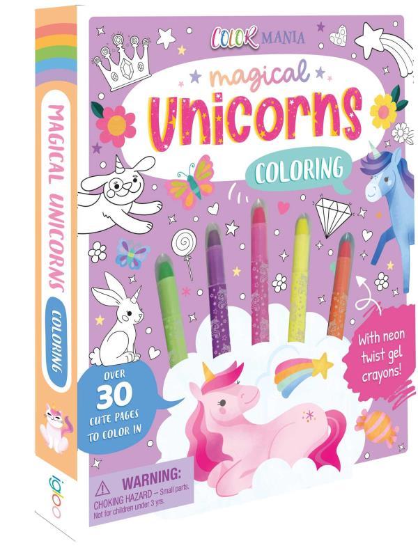 Magical Unicorns Coloring: With 5 Neon Twist-Up Crayons (Color Mania)
